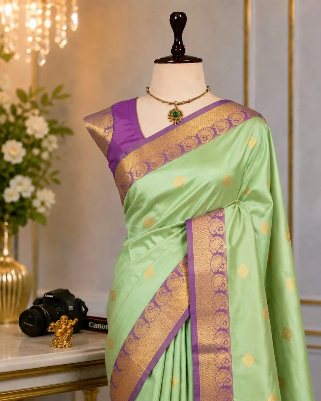 Paisley Zari Border Semi Silk Saree